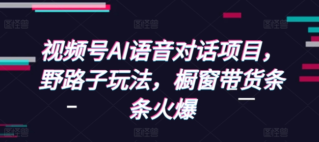 视频号AI语音对话项目，野路子玩法，橱窗带货条条火爆-热点1站 - 热点知汇专注网赚项目资源知识聚汇
