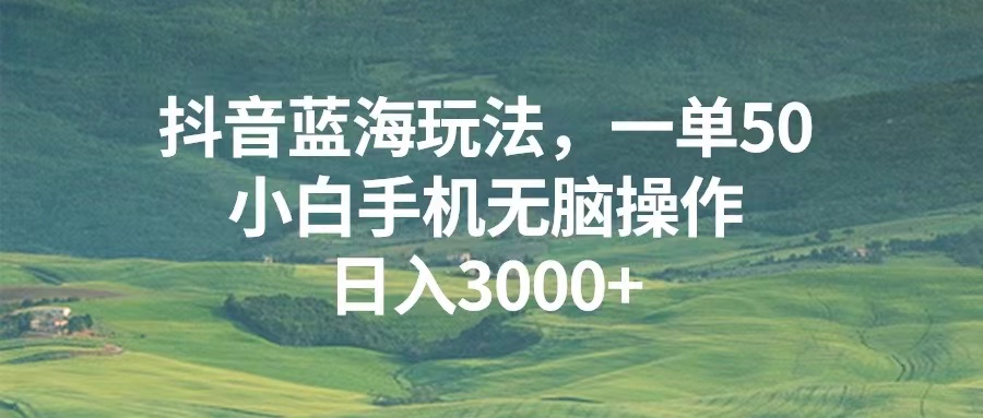 抖音蓝海玩法，一单50，小白手机无脑操作，日入3000+-热点1站 - 热点知汇专注网赚项目资源知识聚汇