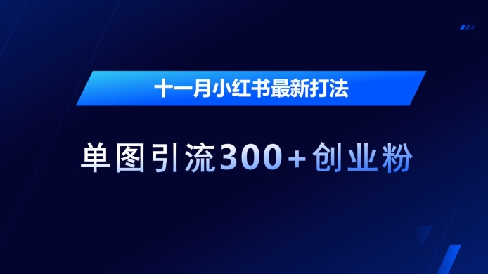 十一月小红书最新打法，单图引流300+创业粉【揭秘】-热点1站 - 热点知汇专注网赚项目资源知识聚汇