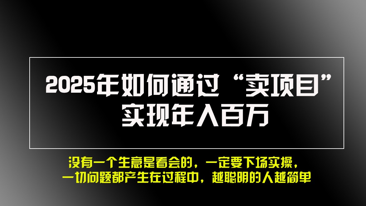 2025年如何通过“卖项目”实现年入百万-热点1站 - 热点知汇专注网赚项目资源知识聚汇